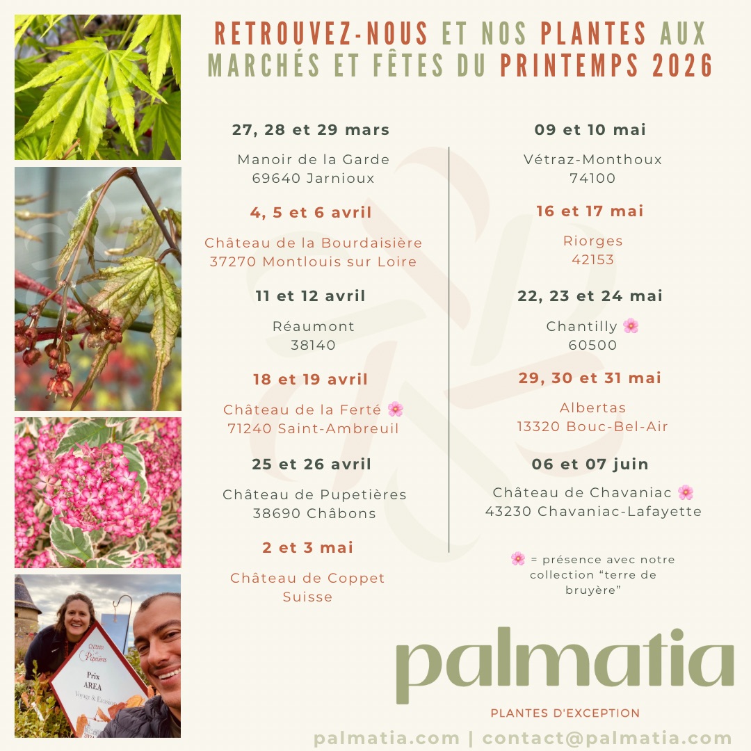 Agenda Palmatia Plantes - Printemps 2026